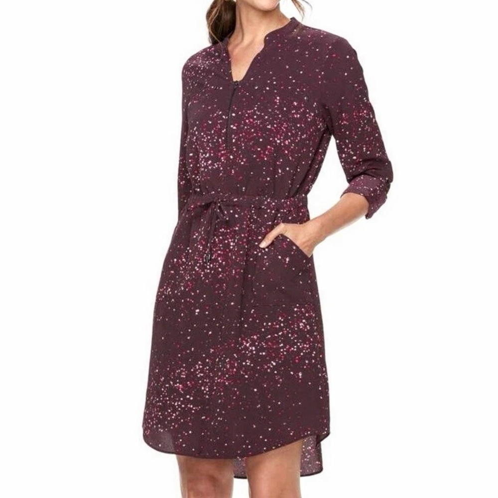 Apt. 9 Cinched Waist Speckled High-Low Shirtdress size Medium